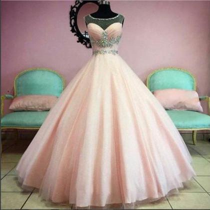 Prom Dress,amazing Pink A-line Beading Long Prom..