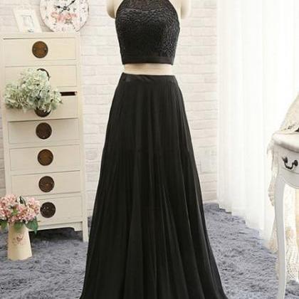Prom Dress,black Prom Dress,black Two Pieces Prom..