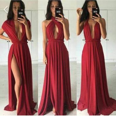 Prom Dress,unique Design A-line Red Backless Long..