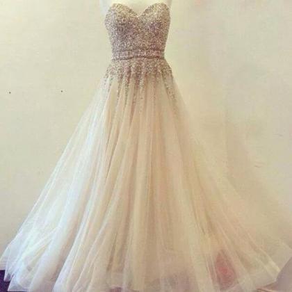 Beaded Prom Dress,illusion Prom Dress,sweetheart..