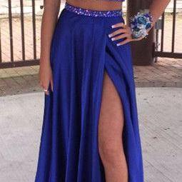 Beaded Prom Dress,two Pieces Prom Dress,halter..
