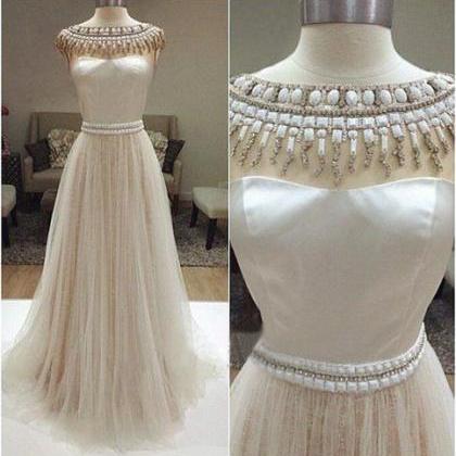 Charming Prom Dress,beaded Prom Dress,illusion..
