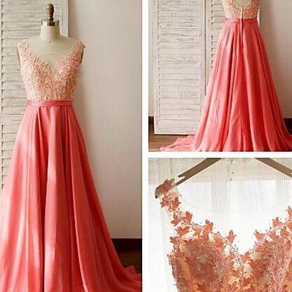 Floral Prom Dress,applique Prom Dress,backless..