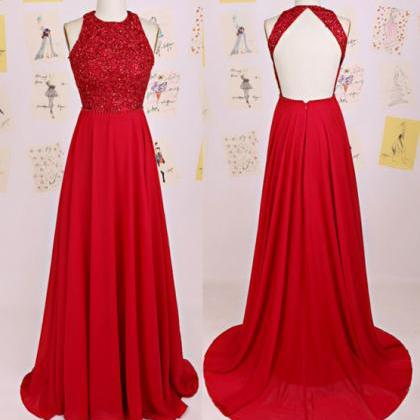 Red Prom Dress,beaded Prom Dress,backless Prom..