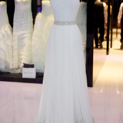 Elegant Prom Dress,white Prom Dress,beaded Prom..