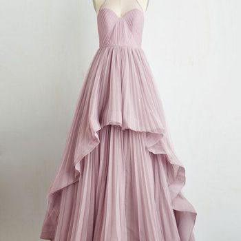 Modest Prom Dress,pink Prom Dress,layered Tulle..