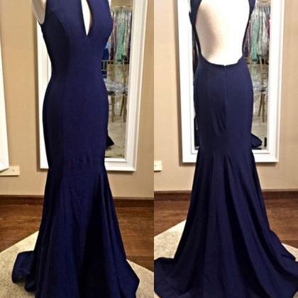 Backless Prom Dress,royal Blue Prom Dress,mermaid..