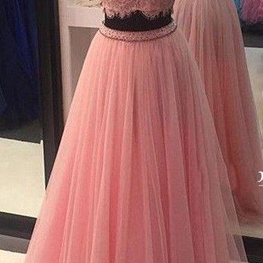 Two Pieces Prom Dress,halter Prom Dress,illusion..