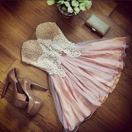 Sweetheart Prom Dress,beaded Prom Dress,illusion..