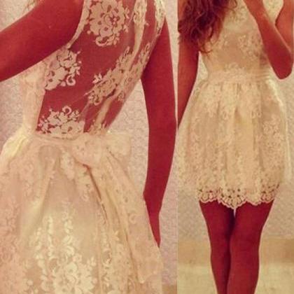 Lace Prom Dress,bowknot Prom Dress,mini Prom..