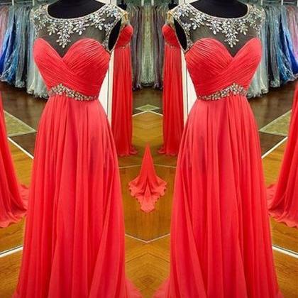 Red Prom Dress,beaded Prom Dress,chiffon Prom..