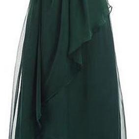 Hunter Green Prom Dress,one Shoulder Prom Dress,a..