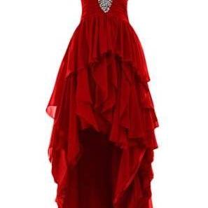 Beaded High Low Prom Dress,layered Prom Dress,red..