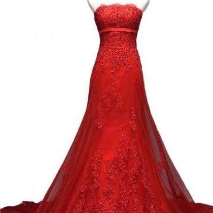 Red Lace Prom Dress,applique Prom Dress,bodycon..