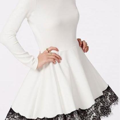 Long Sleeves Dresses,white Prom Dress,lace Evening..