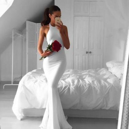 White Prom Dress,long Mermaid Dress,white Evening..