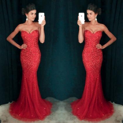 Red Prom Dresses,prom Dress,red Prom Gown,tulle..