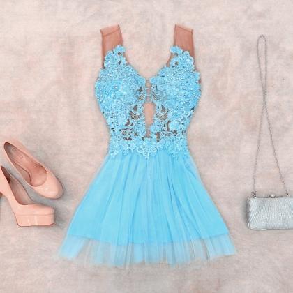 Homecoming Dresses,turquoise Party Dresses,lace..