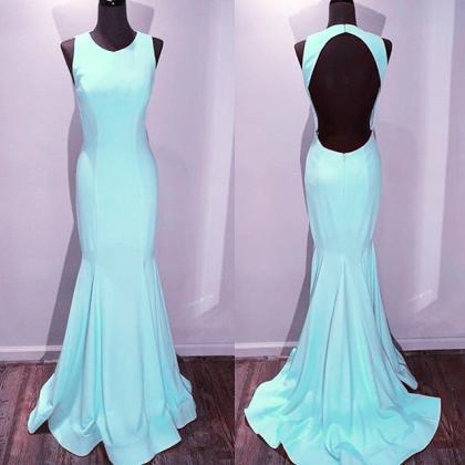 Prom Dress,modest Prom Dress,light Blue Satin..