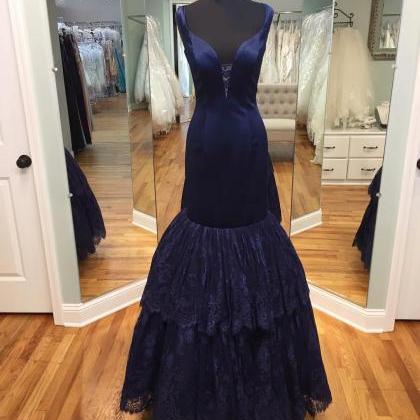 Prom Dress,modest Prom Dress,navy Blue Prom..