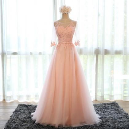 Pink Bridesmaid Dress,chiffon Evening Dress,long..