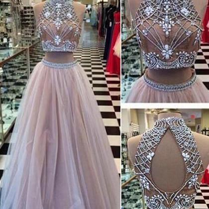 Gorgeous Two Pieces Prom Dresses,sexy Tulle Prom..