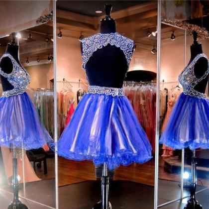 Sparkle Royal Blue Prom Dresses,v-neck Prom..