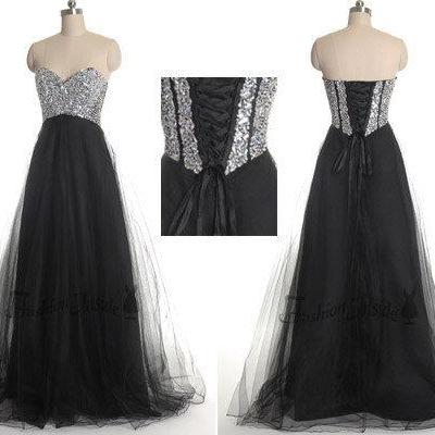 Black Prom Dresses,glamorous Sweetheart Sleeveless..