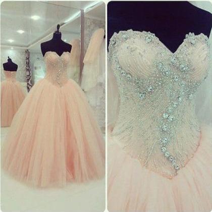 Sweetheart Ball Gown,beaded Prom Dress,illusion..