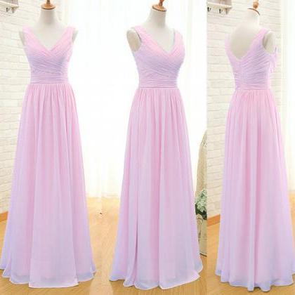 Pink Bridesmaid Dress, Floor-length Bridesmaid..