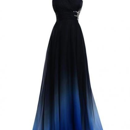 One Shoulder Sexy Prom Dress,dark Blue Prom..