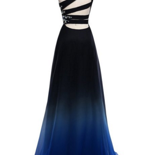 One Shoulder Sexy Prom Dress,dark Blue Prom..