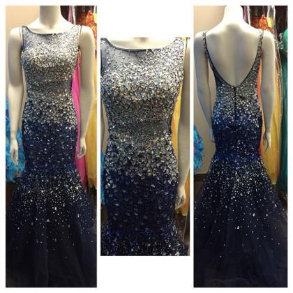Prom Dress,modest Prom Dress,navy Blue Prom..