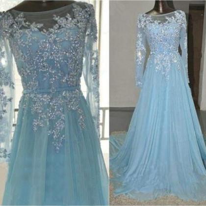 Long Prom Dress, Prom Dress, Blue Prom Dress,..