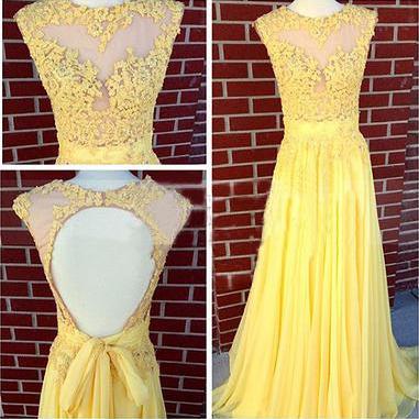 Sexy Evening Gowns,yellow prom dres..