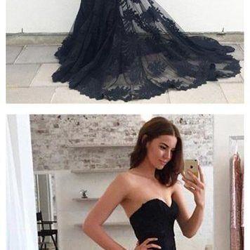 Mermaid Prom Dresses,black Lace Prom Dress,prom..