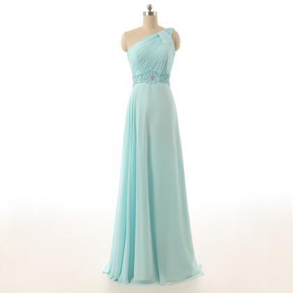 Light Blue Floor Length Chiffon A-line Prom Dress..