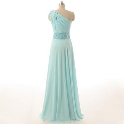 Light Blue Floor Length Chiffon A-line Prom Dress..