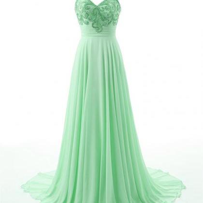 Mint Green Prom Dresses,sexy A-line Long Prom..