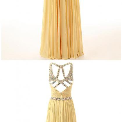 Elegant A Line Spaghetti Straps Blue Chiffon Long Prom Dress C3017
