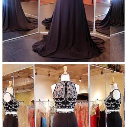 Two Pieces Prom Dress,sparkly Prom Dress, Prom..