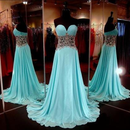 Blue Prom Dresses,a-line Prom Dress,sparkle Prom..