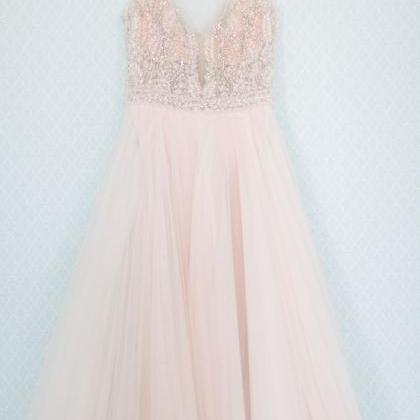 2017 Style Prom Dress Blush Pink Tulle Beaded..