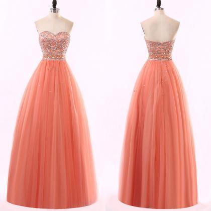 Watermelon Ball Gown Prom Dress, Sweetheart..
