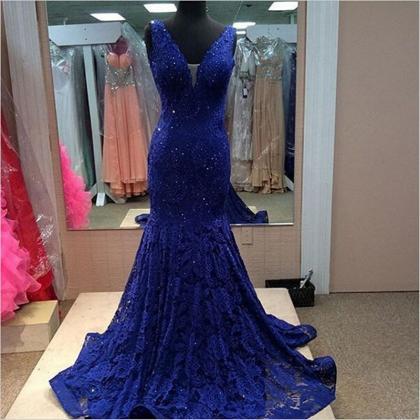 Royal Blue Prom Dress, Gorgeous Prom Dress, Off..
