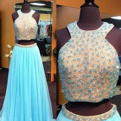 Charming Prom Dress,two Pieces Prom Dress,tulle..