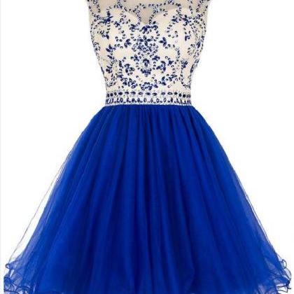 Sexy Open Back Homecoming Dress, Royal Blue..