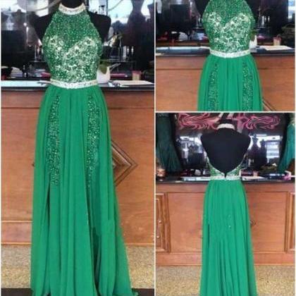 Green Prom Dress Two Sides Split Youth Dress..