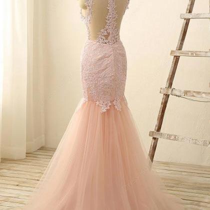 Iullsion Bodice Champagne Mermaid Style Prom Dress..