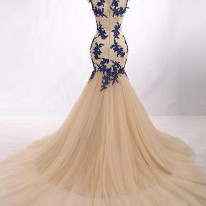 Tradition Style Long Prom Elegant Jewel Neck..